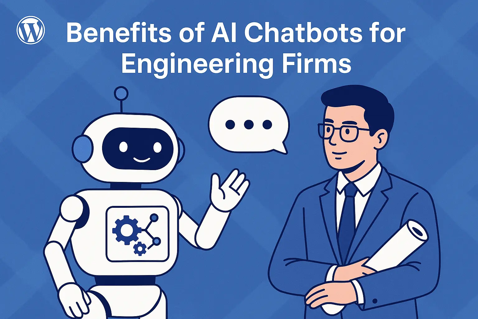 Engineer and AI chatbot discussing engineering projects - benefits of AI chatbots for engineering firms